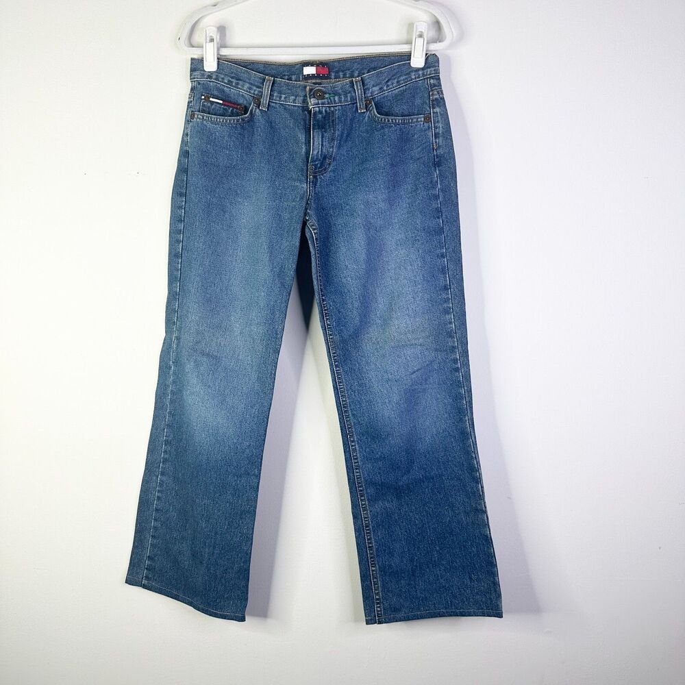 Tommy Hilfiger Jeans Women Juniors 7 Tomboy VTG Relaxed Flare Cotton Preppy Y2K